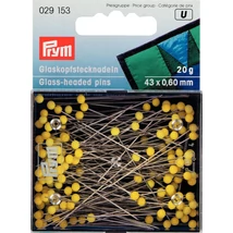 Üvegfejű gombostű (sárga) 43x0,60mm, 20 gr.