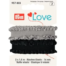 Prym Love elasztikus fodros pánt, szürke-fekete