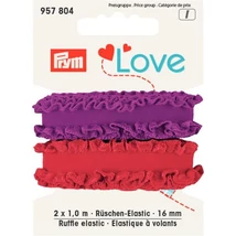 Prym Love elasztikus fodros pánt, piros - rózsaszín
