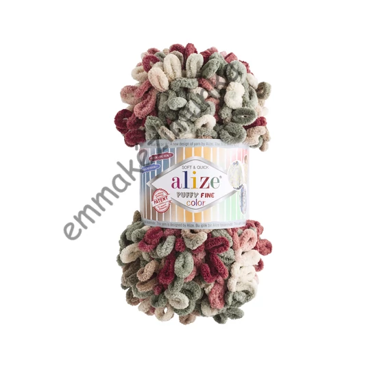 Puffy fine color 6039 - zöld-bordó-drapp