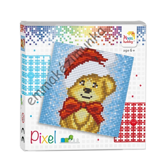 Pixel szett 4 alaplapos - Mikulás maci